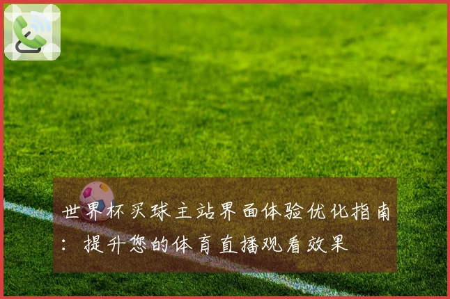 世界杯买球主站界面体验优化指南：提升您的体育直播观看效果